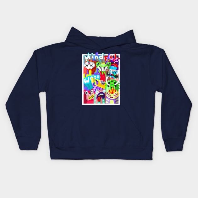 mindful wooo doodle 333 Kids Hoodie by chachazart